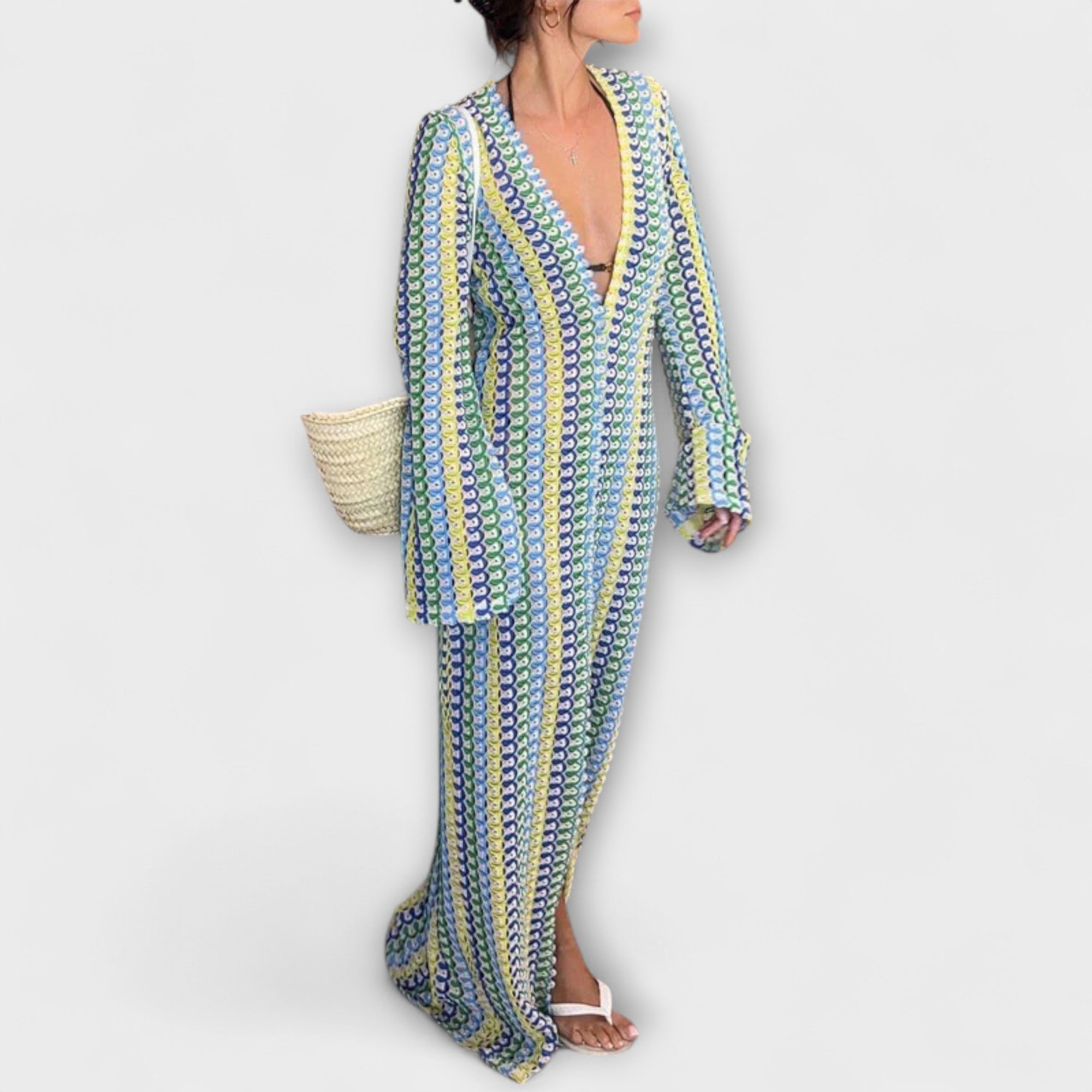 Eliora – Maxikleid mit V-Ausschnitt und Urlaubsflair