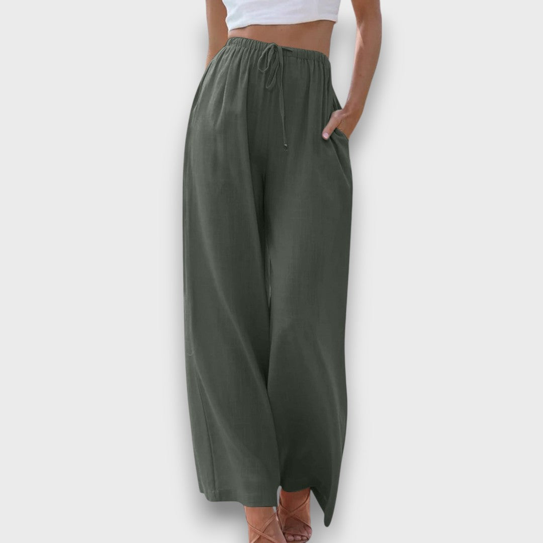 Elvaya – Luftige Hose mit Bindebund und weitem Bein