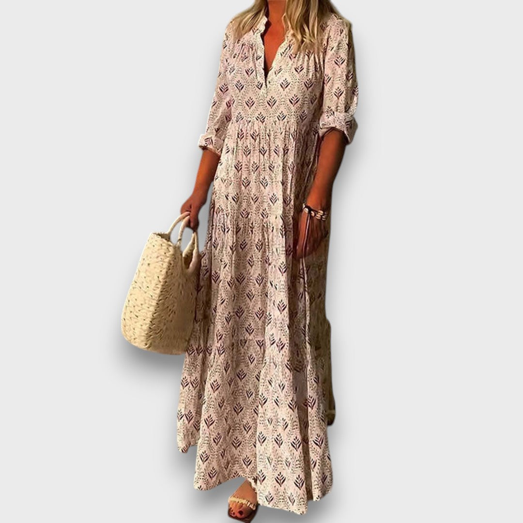 Seriva – Fließendes Maxikleid mit feinem Ethno-Flair