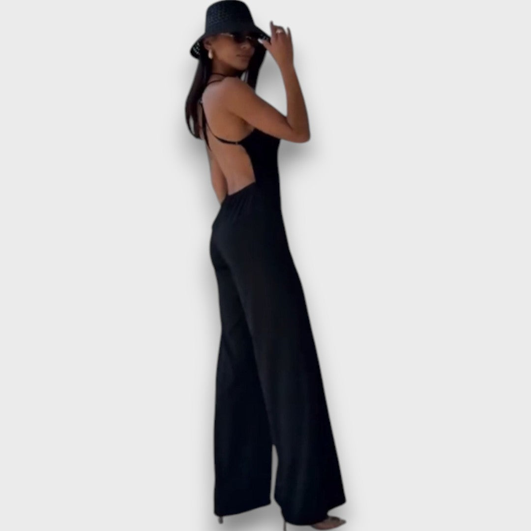 Ravie – Schwarzer Jumpsuit mit Rückenausschnitt