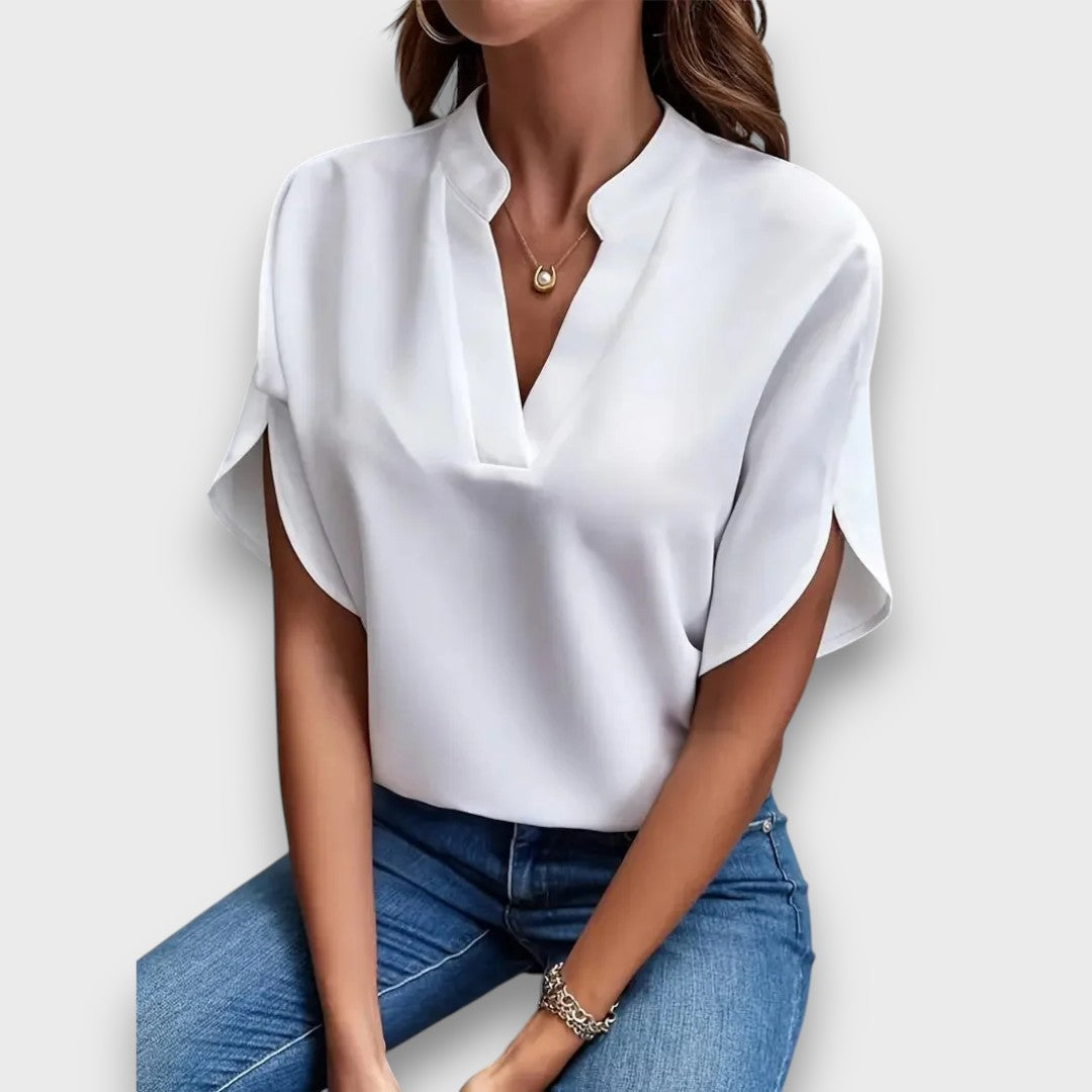 Lunelle – Bluse mit V-Ausschnitt und fließender Form