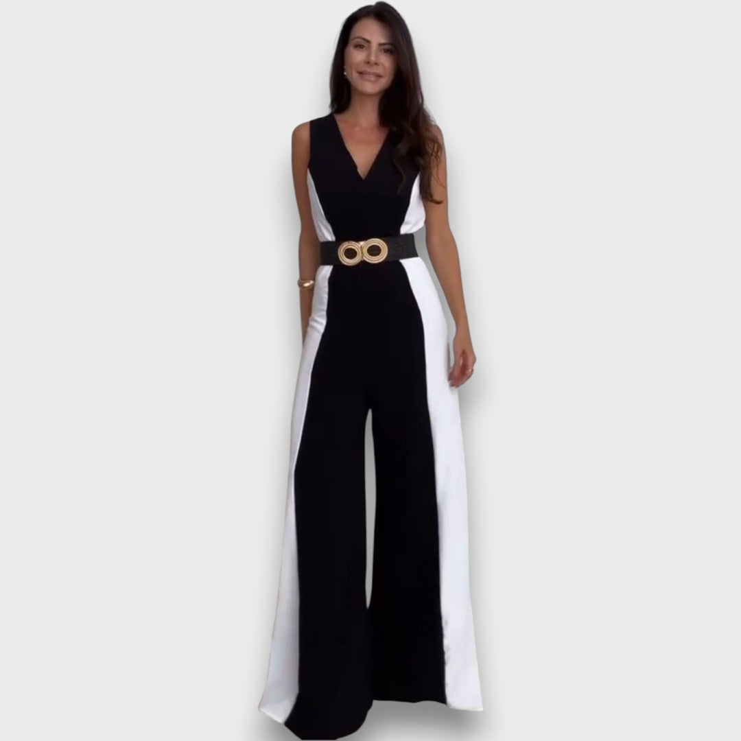 Celestine – Zweifarbiger Jumpsuit mit Taillengürtel