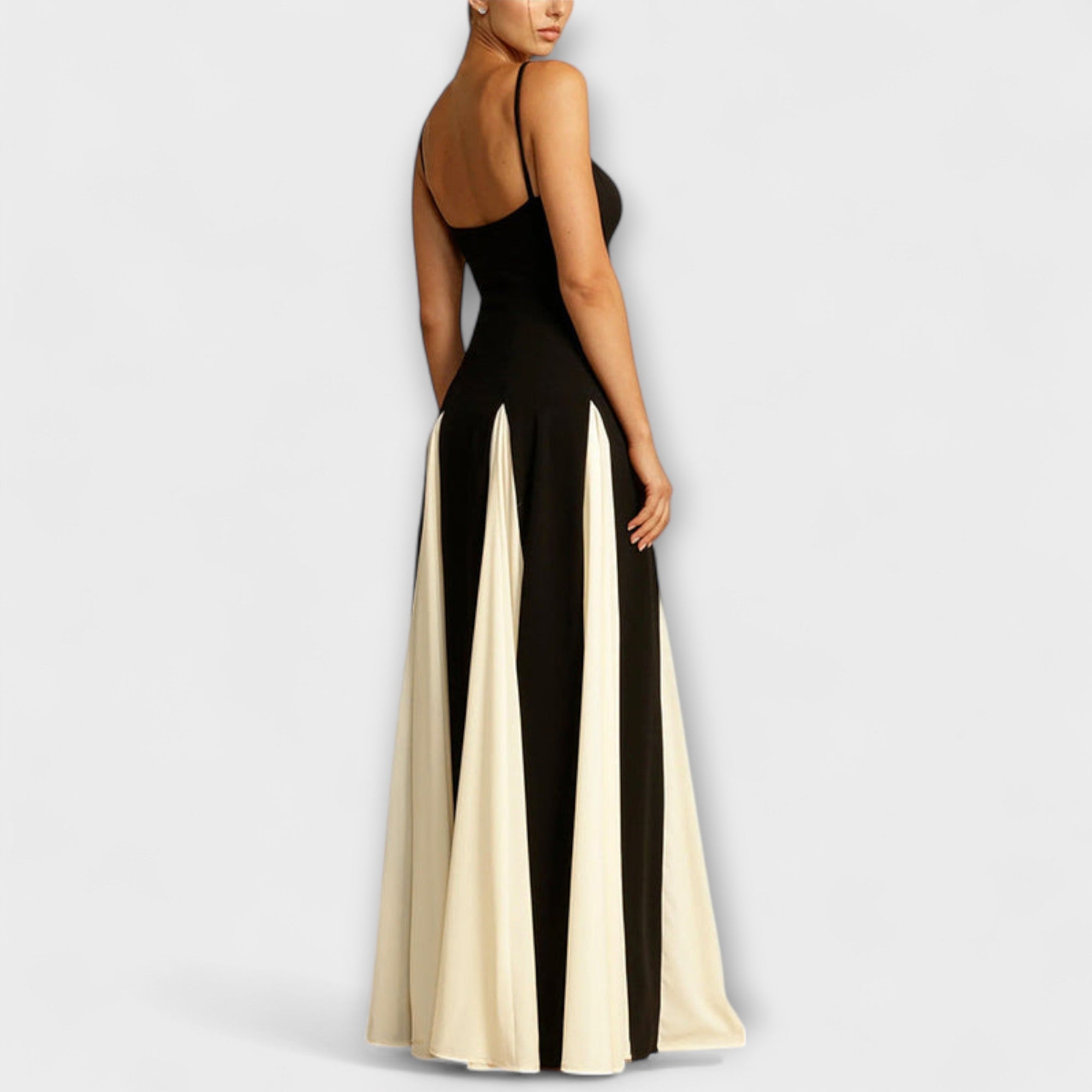 Lucera – Maxi-Kleid mit kontrastierenden Godets und femininer Silhouette