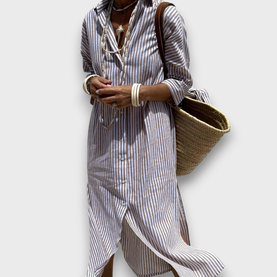 Luméra – Gestreiftes Hemdkleid mit Schlitz