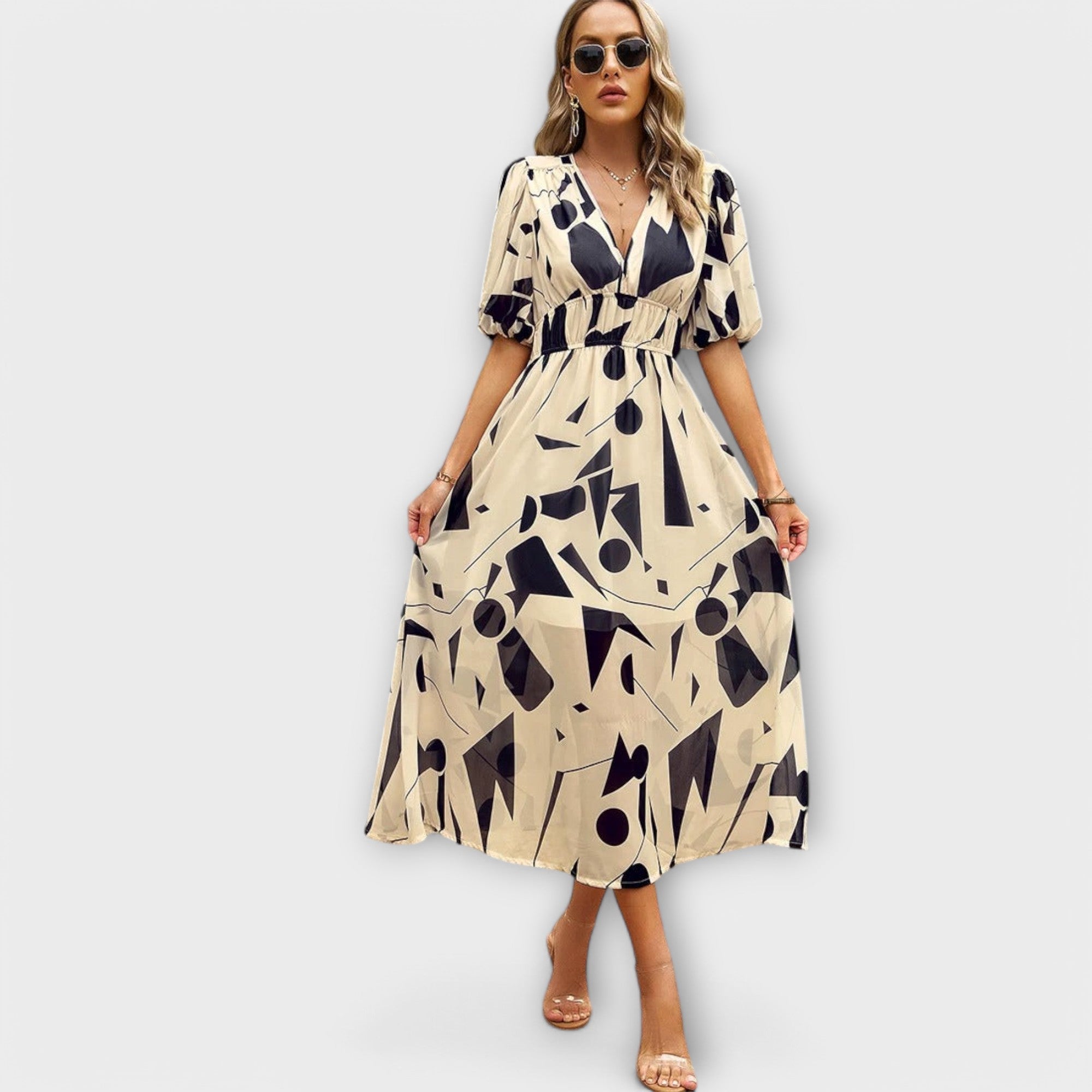 Florina – Luftiges Midikleid mit farbenfrohem Print