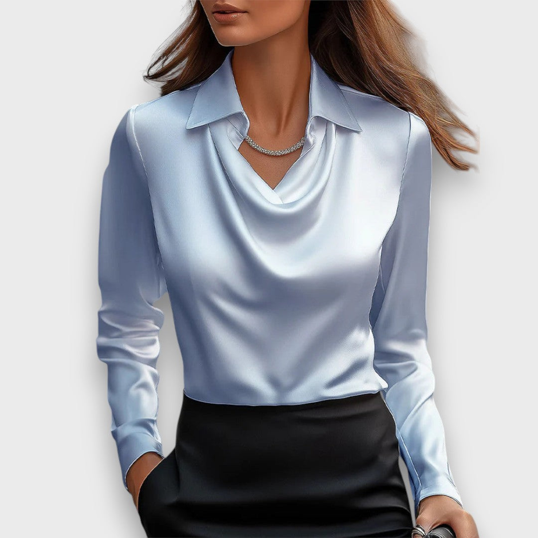 Melvine – Satiniert glänzende Bluse mit Drapierung