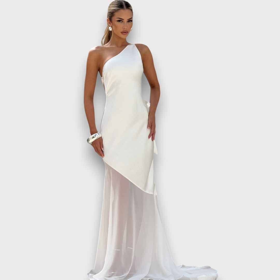Luméa – Asymmetrisches Abendkleid mit Transparenz
