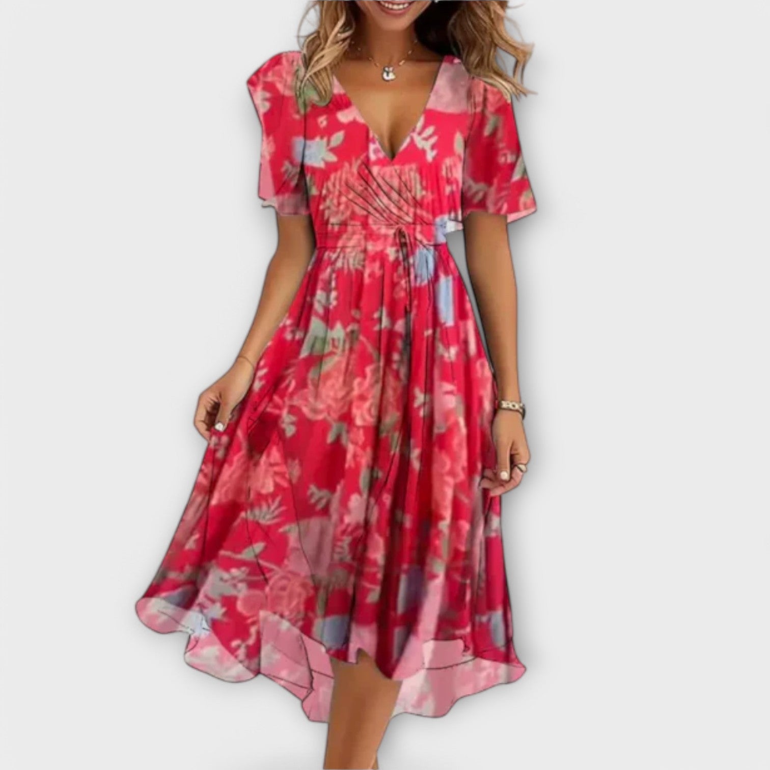 Mireille – Midikleid mit fließendem Schnitt und femininen Details