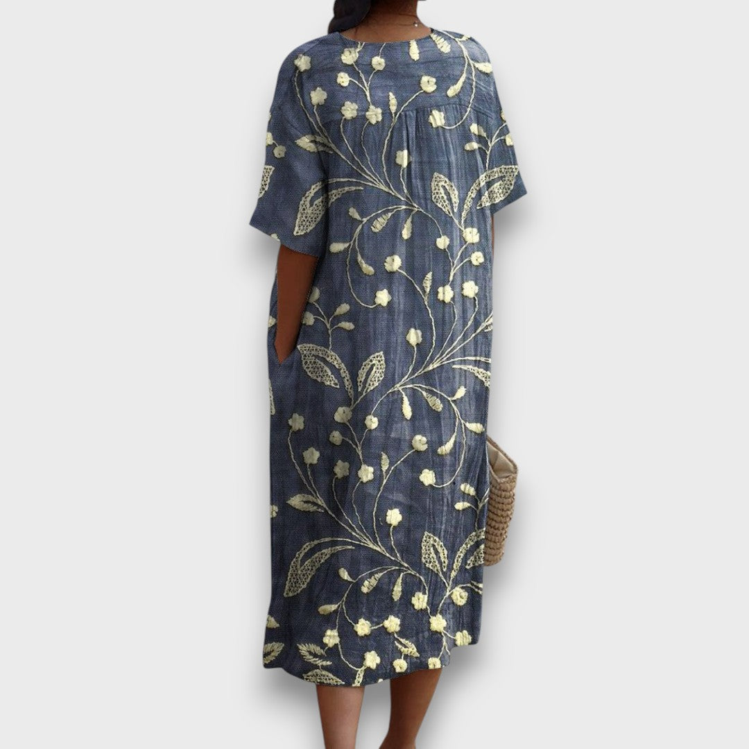 Elaris – Vintage-Kleid mit floralen Akzenten